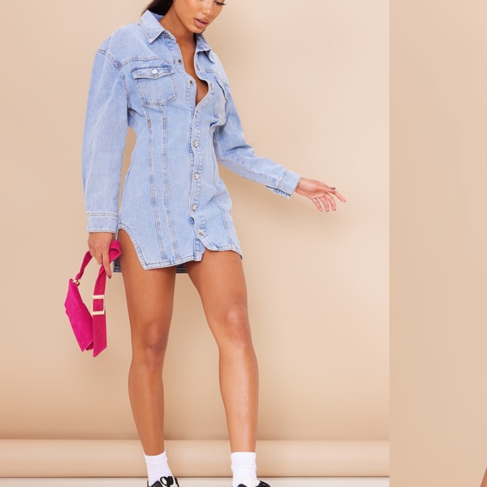 PrettyLittleThing Light Blue Denim Mini Dress